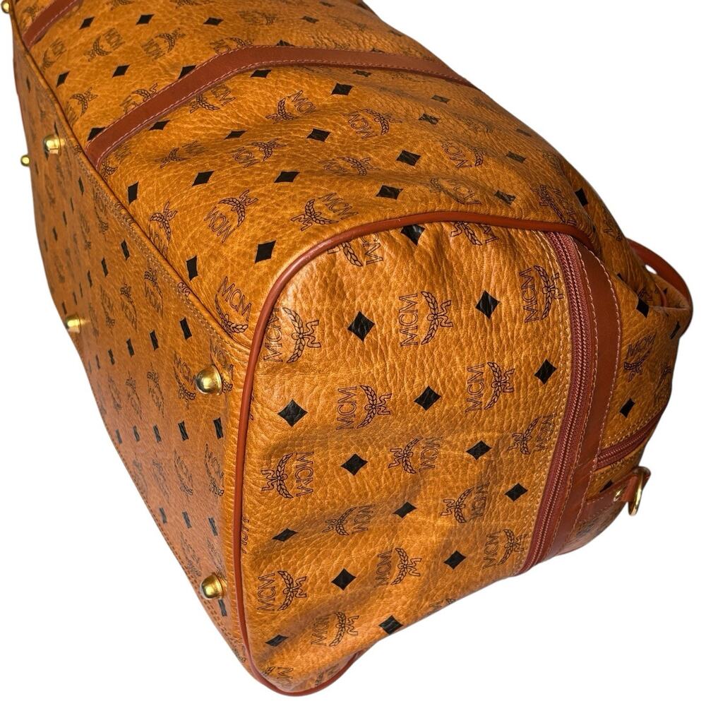 Authentic MCM Visetos brown 2Way Boston Duffel Tavel bag Made In Germany 22” BIG - Picture 6 of 16